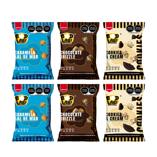 Popcorn - Caramel Sea Salt, Chocolate Drizzle and Cookies & Cream (6 pieces)