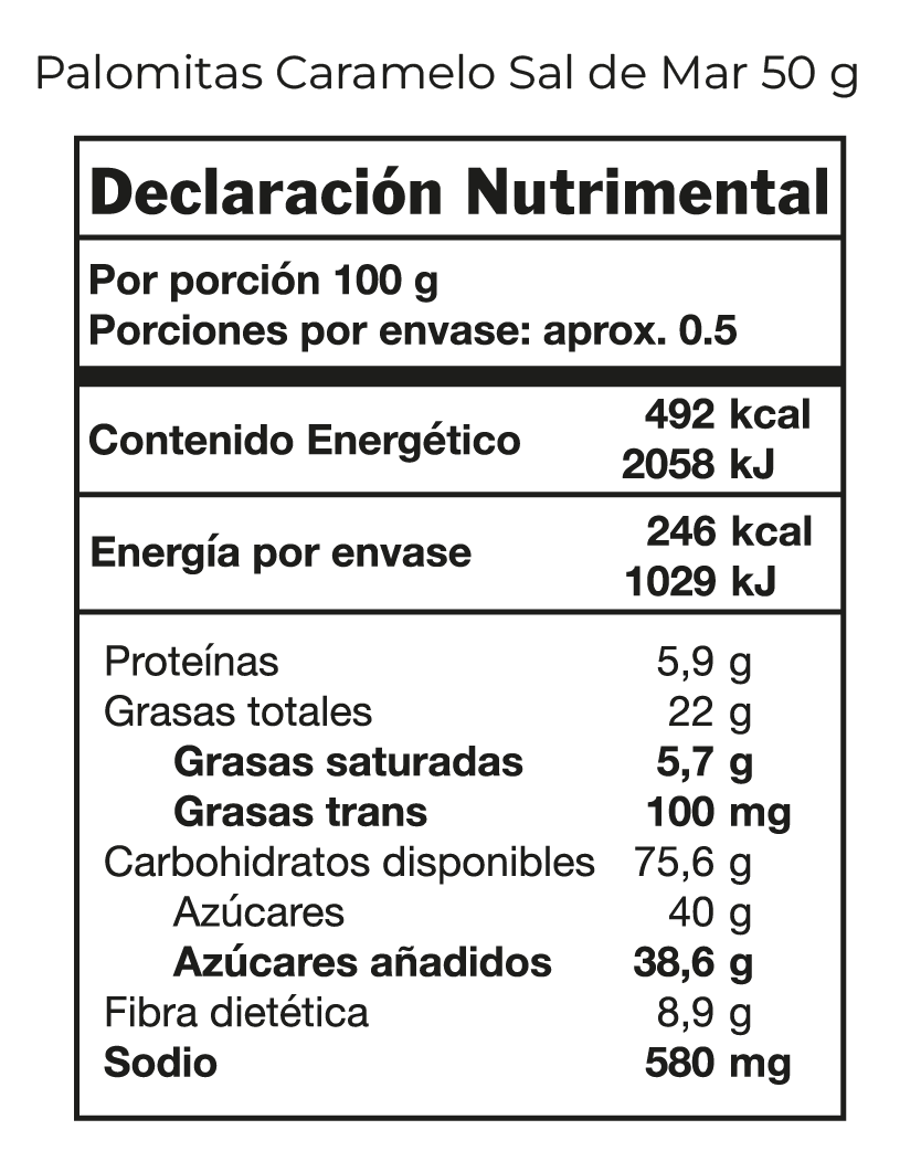 Palomitas de caramelo con sal de mar 50g 🩵