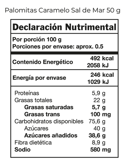 Palomitas de caramelo con sal de mar 50g 🩵